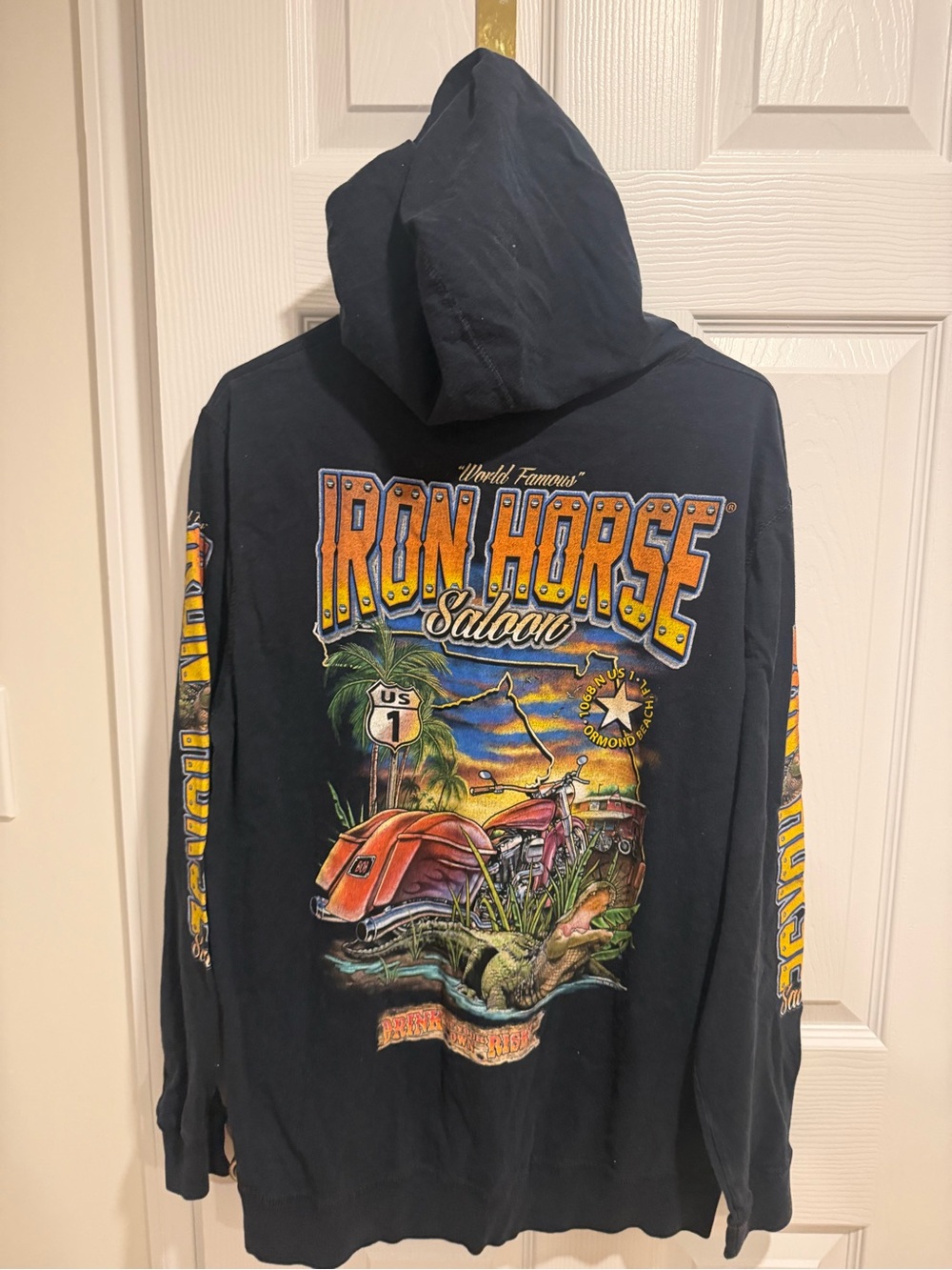🔥RARE VINTAGE -90s Florida Iron Horse Saloon Graphic Hoodie - Black